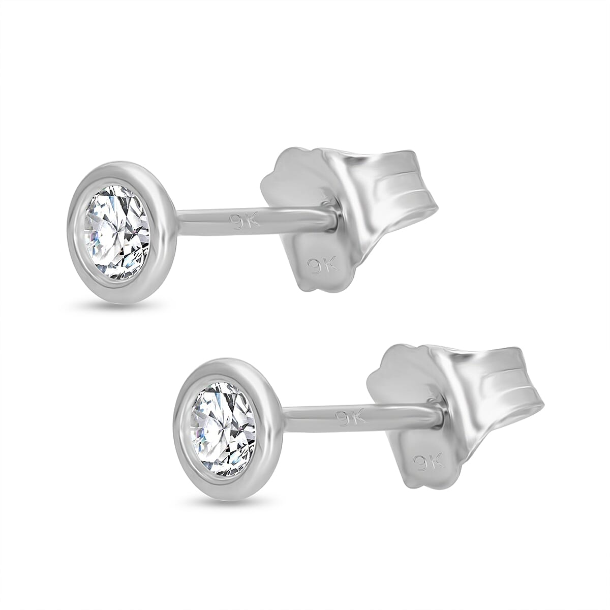 2 Piece Set - White Diamond Earring with Push Back and Pendant in 9K White Gold SGL Certified 4324330 9