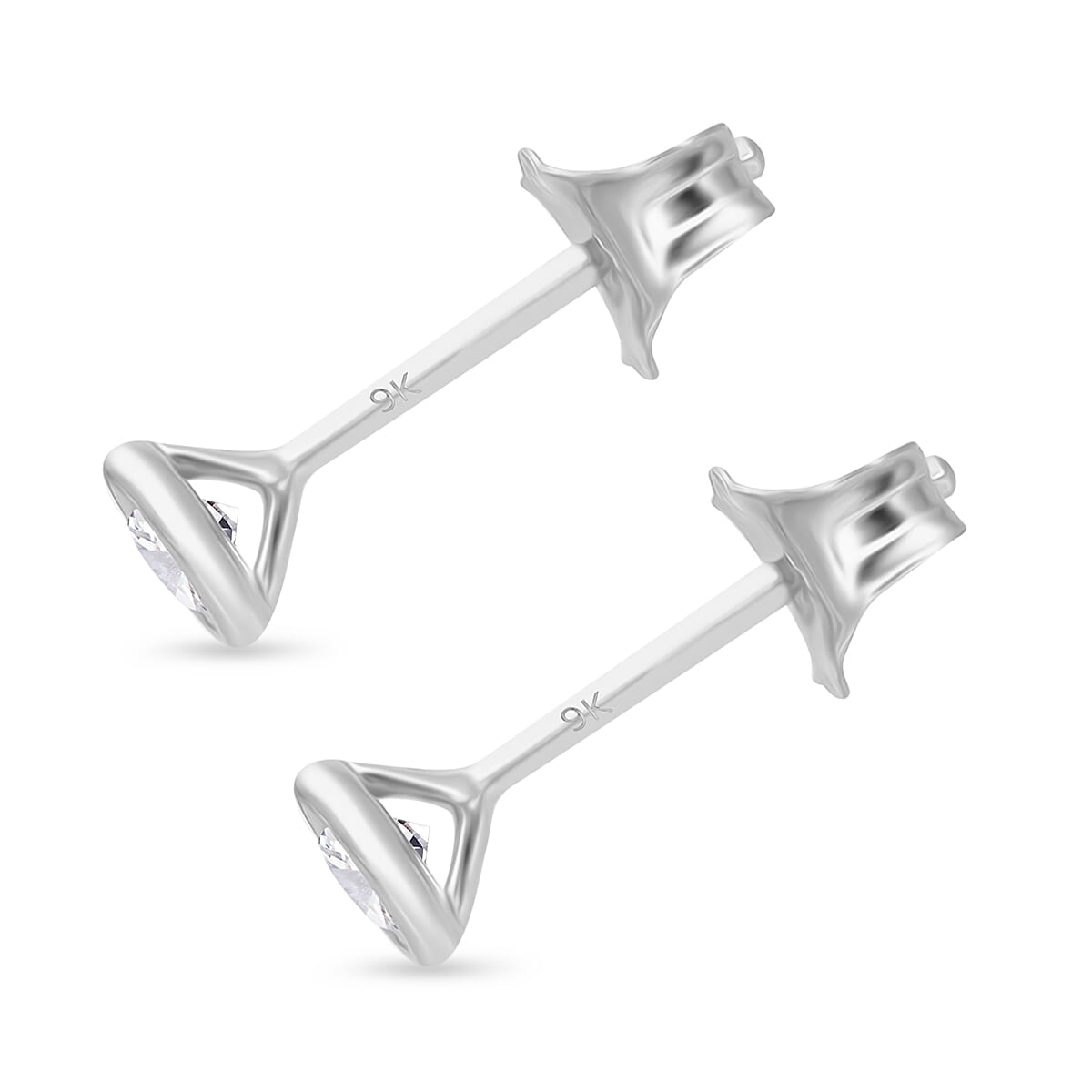 2 Piece Set - White Diamond Earring with Push Back and Pendant in 9K White Gold SGL Certified 4324330 7