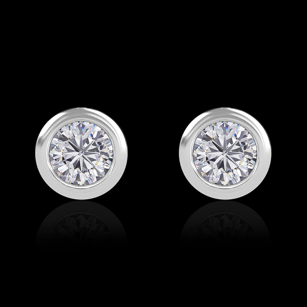 2 Piece Set - White Diamond Earring with Push Back and Pendant in 9K White Gold SGL Certified 4324330 8