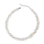 2 Piece Set - AB Colour Beaded Necklace (Size - 19-2.5 Ext) & Hook Earrings With Push Back in Silver Tone
