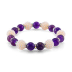 2 Piece Set -  African Amethyst,  Resin,  Austrian White Crystal Stone Bracelet and Watch 24.03ct  24.030  Ct.