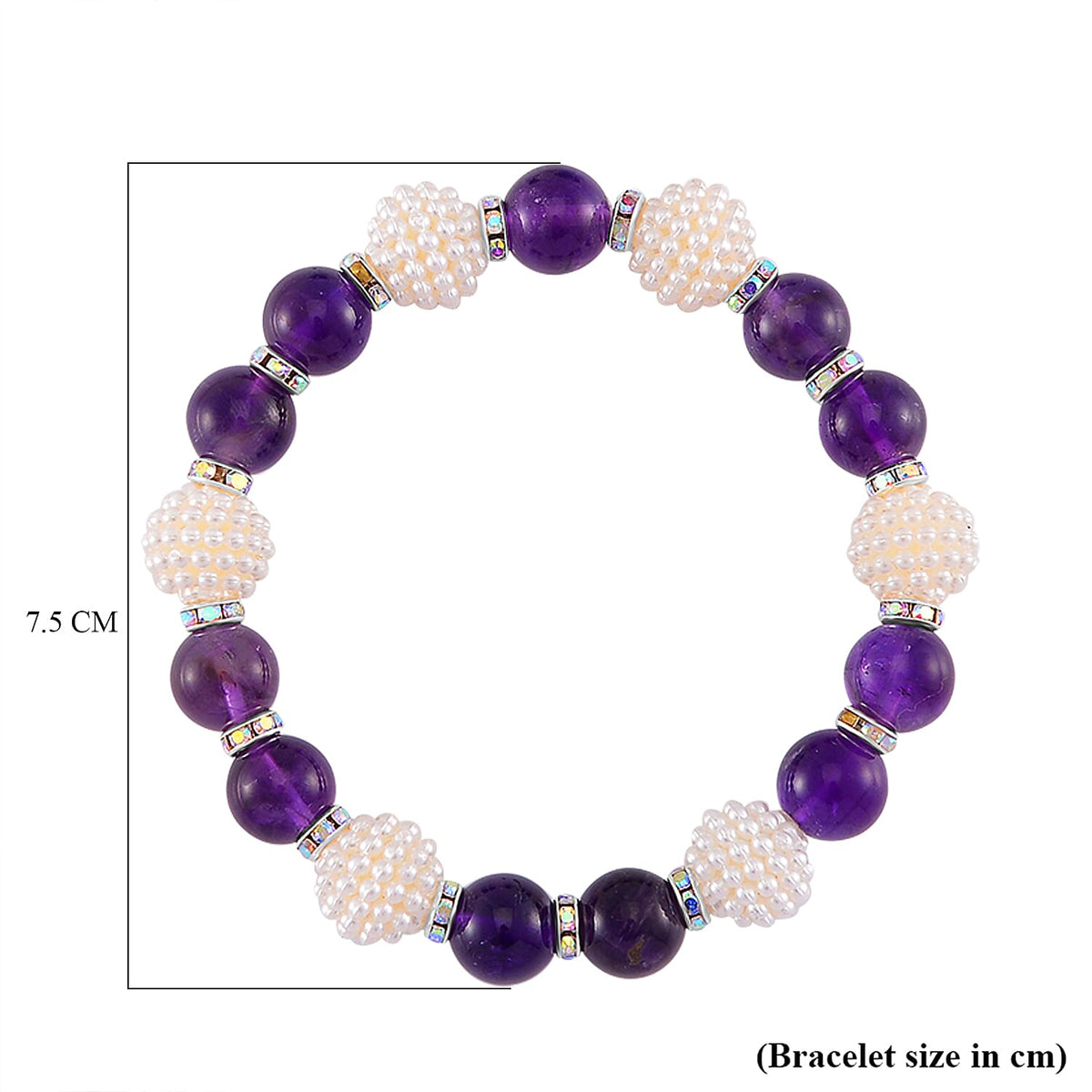 2 Piece Set -  African Amethyst,  Resin,  Austrian White Crystal Stone Bracelet and Watch 24.03ct  24.030  Ct. 4356359 7
