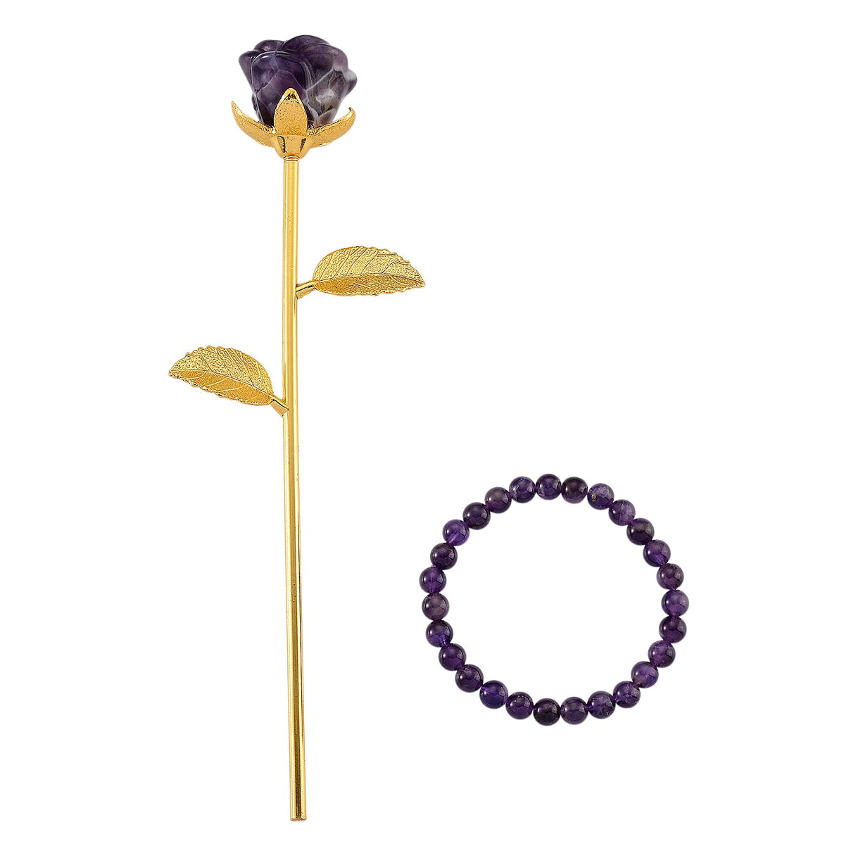 HandCrafted Decor Gift Amethyst Rose in Yellow Gold Tone 225.00 Ct. 4432335 0
