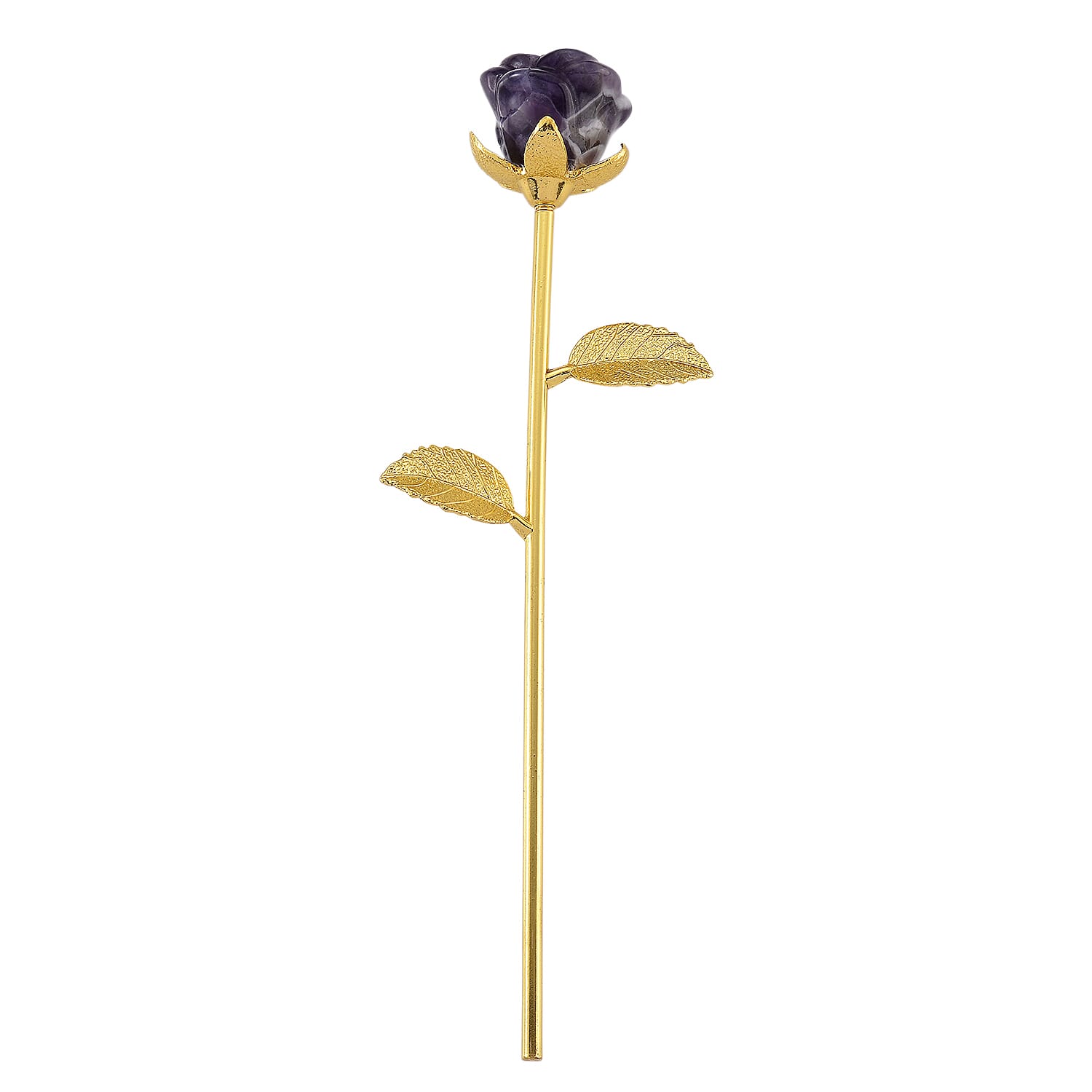 HandCrafted Decor Gift Amethyst Rose in Yellow Gold Tone 225.00 Ct. 4432335 4