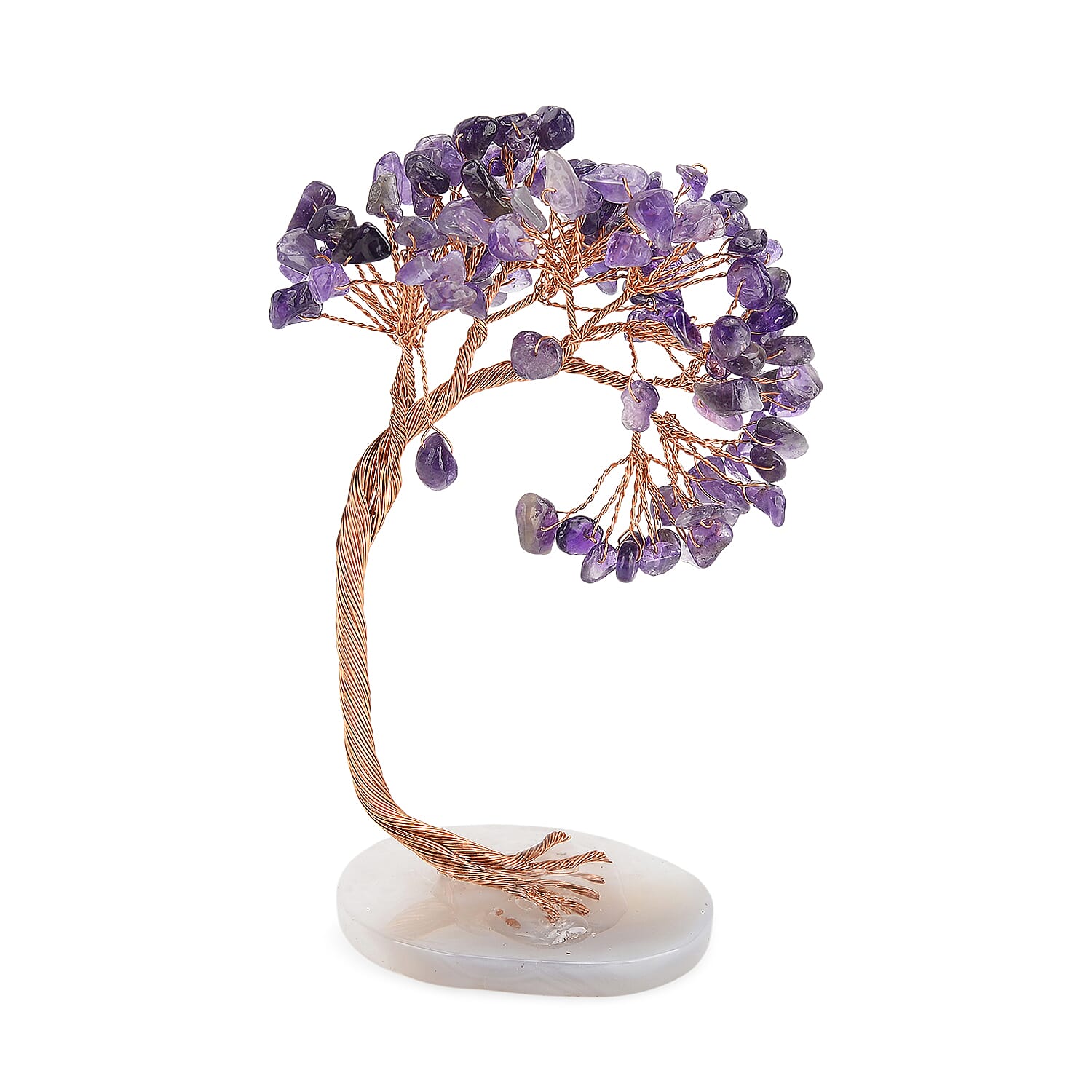 2 Piece Set - Zambian Amethyst Bracelet (Strechable) &amp; Gemstone Tree in Rose Gold Plated 290.00 Ct. 4421680 5