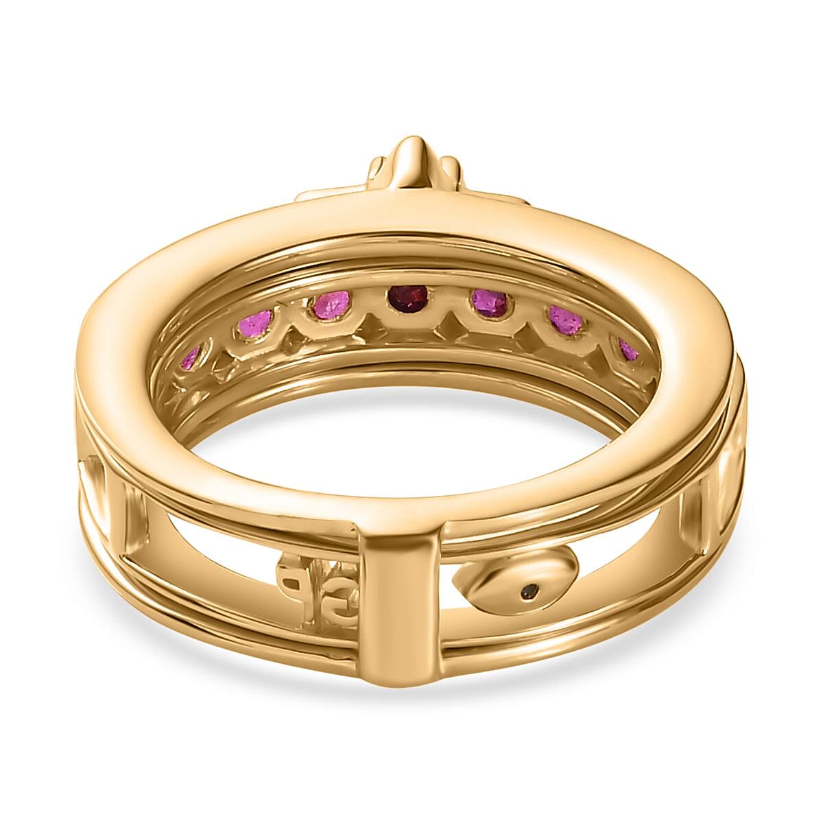 GP Celestial Collection - Set of 2 -  African Ruby &amp; Moissanite Half -Eternity Band Ring in 18K Vermeil Yellow Gold Plated Sterling Silver 1.85 Ct. 4234417 5