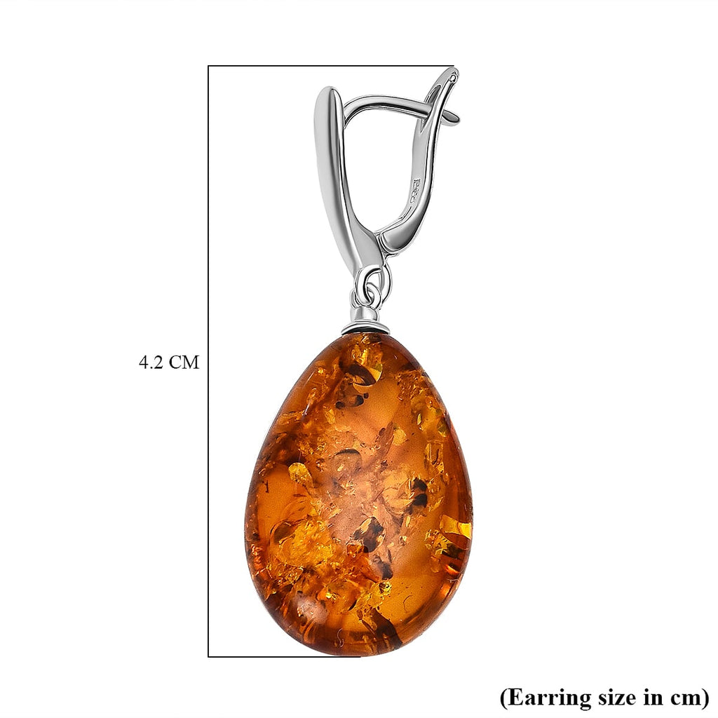 2 Piece Set - Baltic Amber Solitaire Pendant and Earrings in Sterling Silver