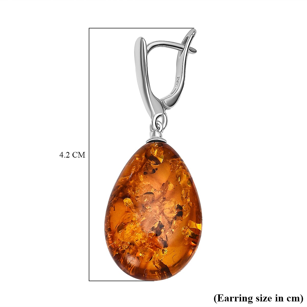2 Piece Set -  Amber Pendant and Earrings with Clasp in Sterling Silver 4235407 3