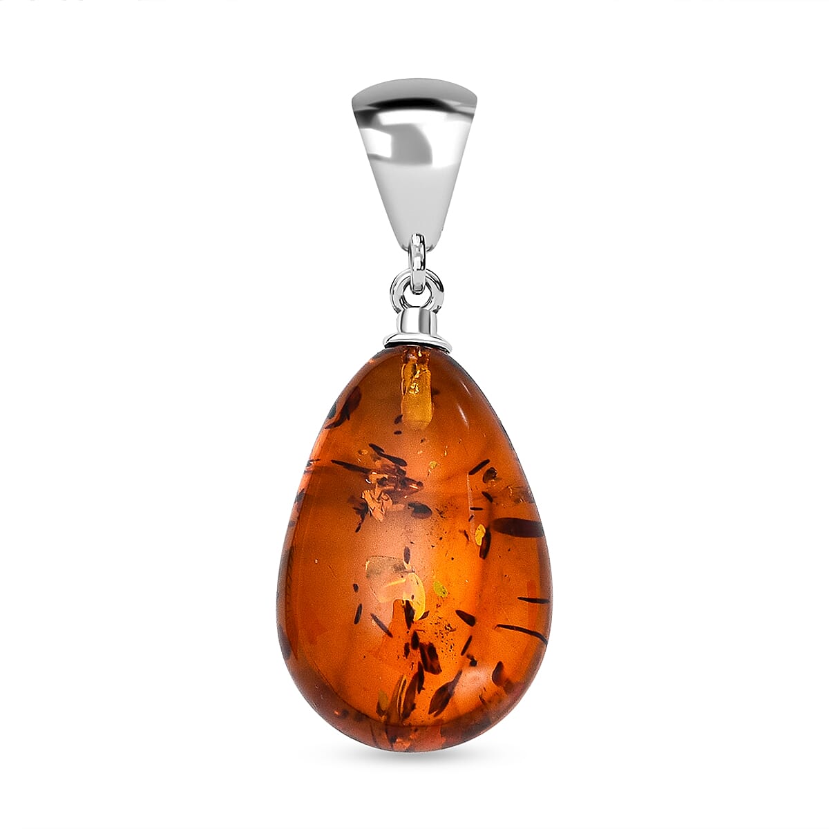 2 Piece Set -  Amber Pendant and Earrings with Clasp in Sterling Silver 4235407 4
