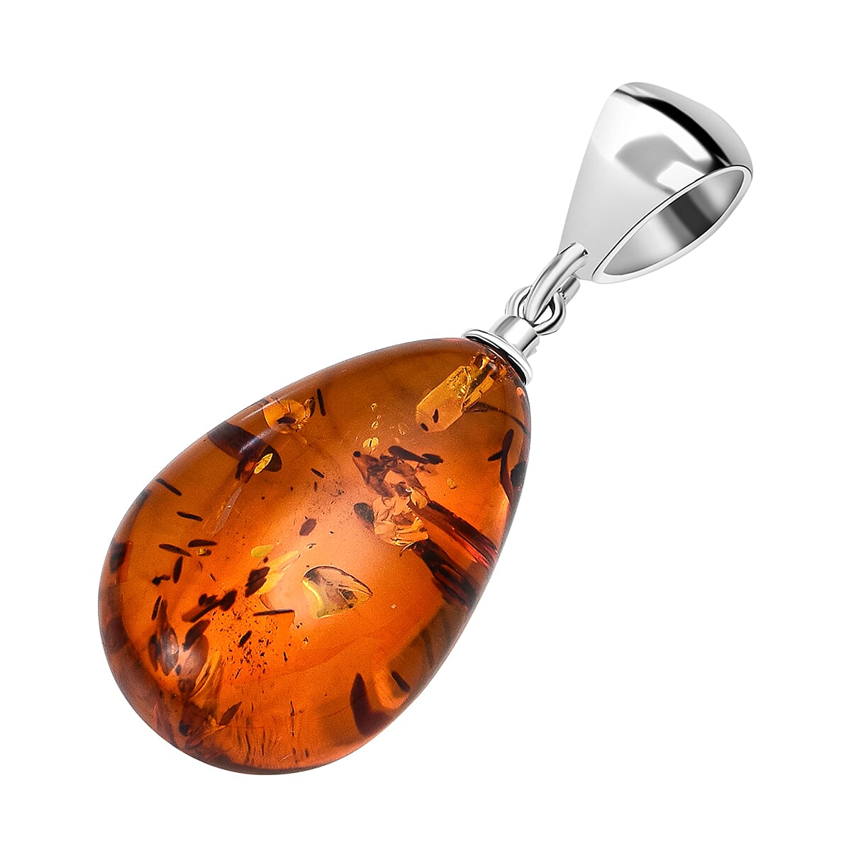 2 Piece Set -  Amber Pendant and Earrings with Clasp in Sterling Silver 4235407 5