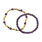 2 Piece Set - Amethyst Stretchable Beads Bracelet (Size - 7.5) 68.400 Ct