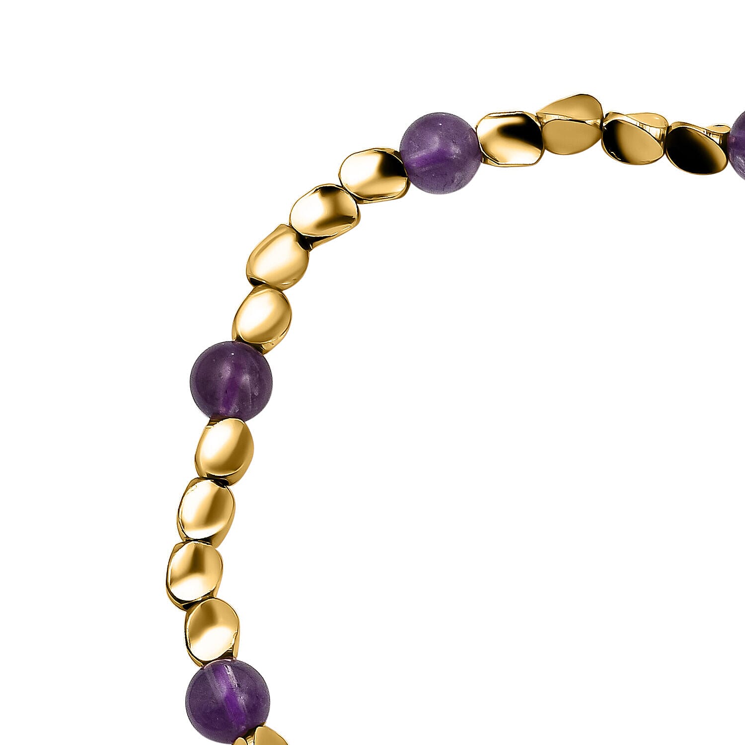 2 Piece Set - Amethyst Stretchable Beads Bracelet (Size - 7.5) 68.400 Ct 4223678 4