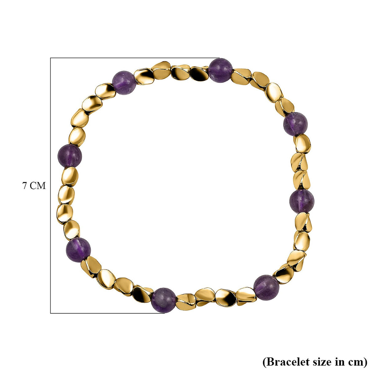2 Piece Set - Amethyst Stretchable Beads Bracelet (Size - 7.5) 68.400 Ct 4223678 6
