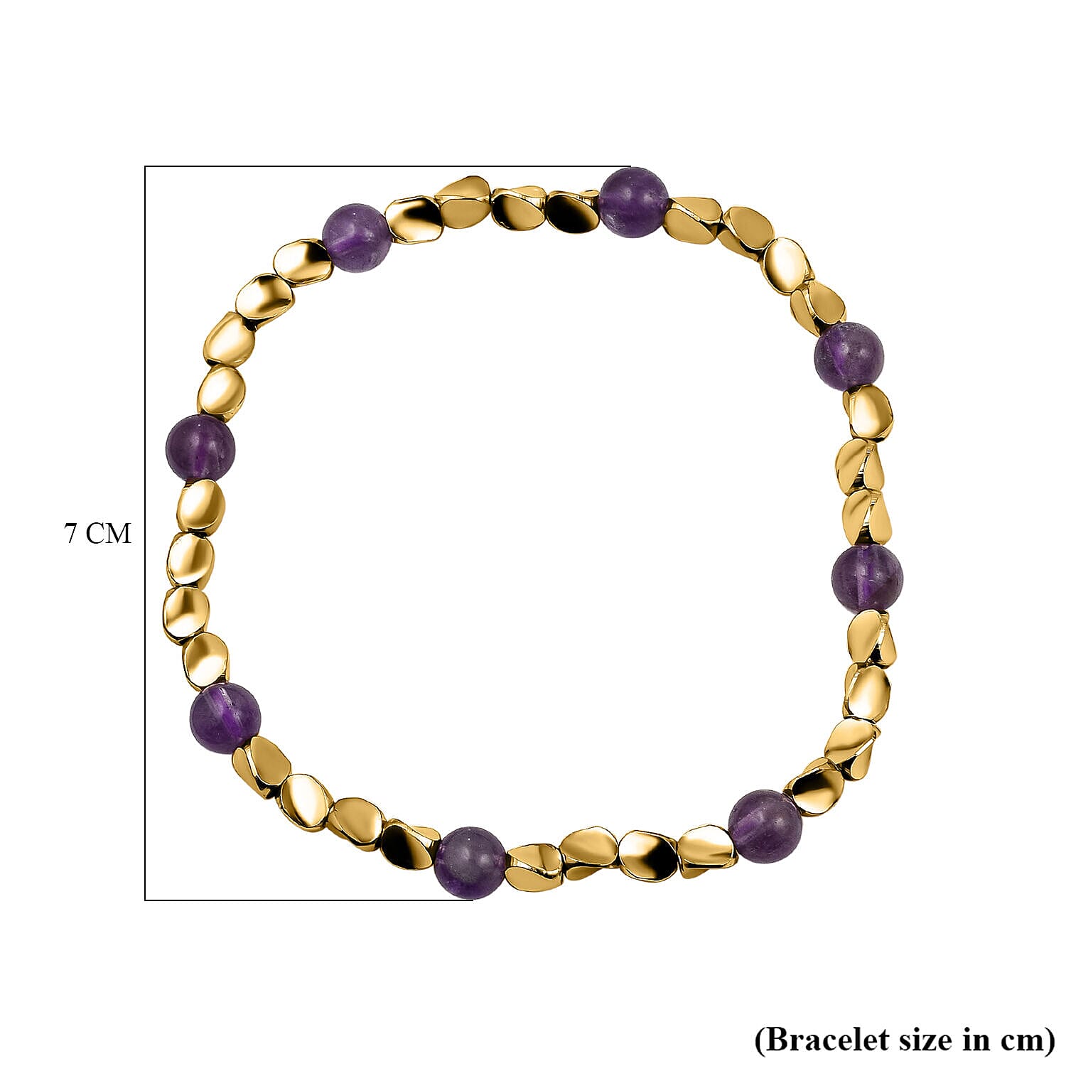 2 Piece Set - Amethyst Stretchable Beads Bracelet (Size - 7.5) 68.400 Ct 4223678 6