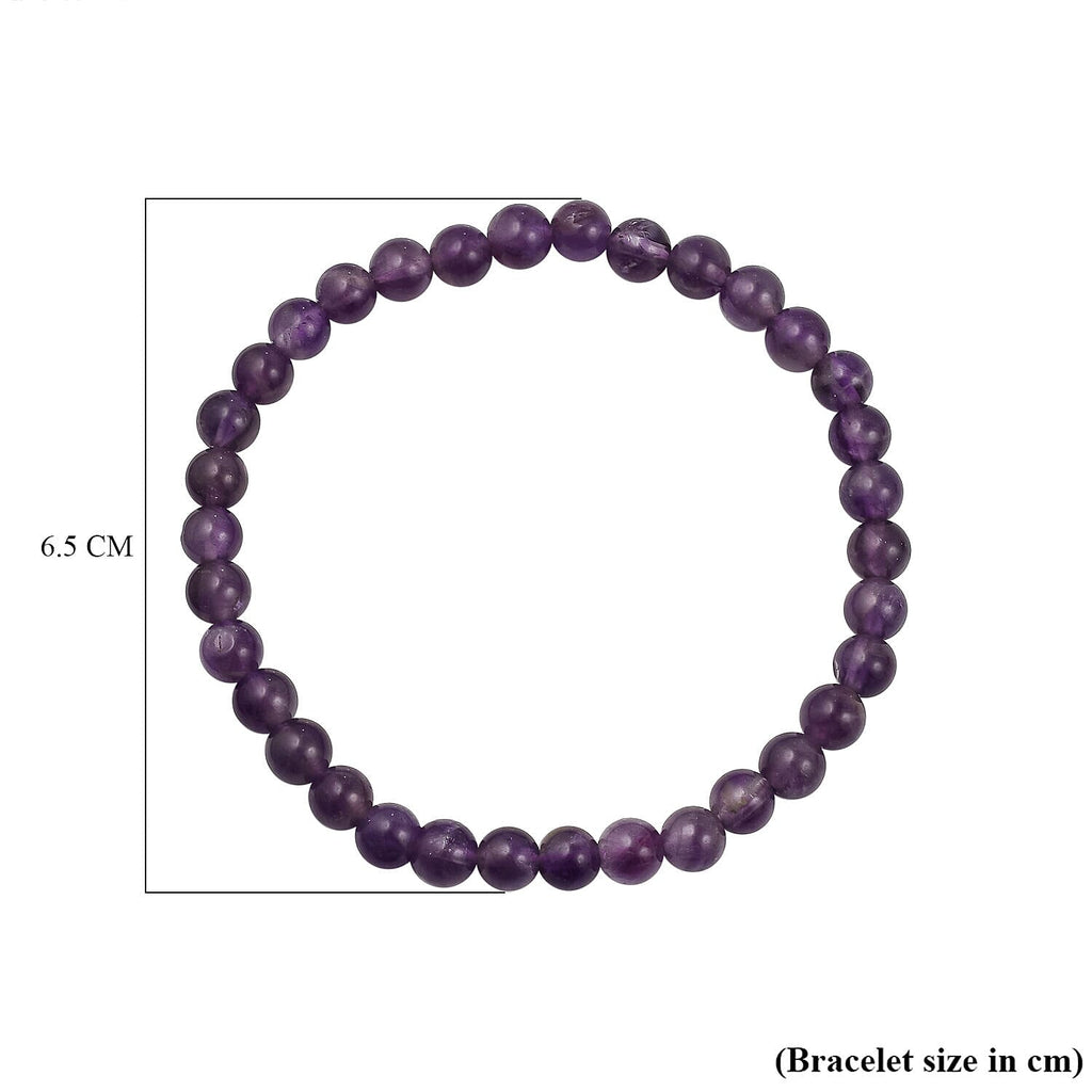 2 Piece Set - Amethyst Stretchable Beads Bracelet (Size - 7.5) 68.400 Ct
