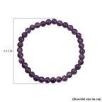 2 Piece Set - Amethyst Stretchable Beads Bracelet (Size - 7.5) 68.400 Ct