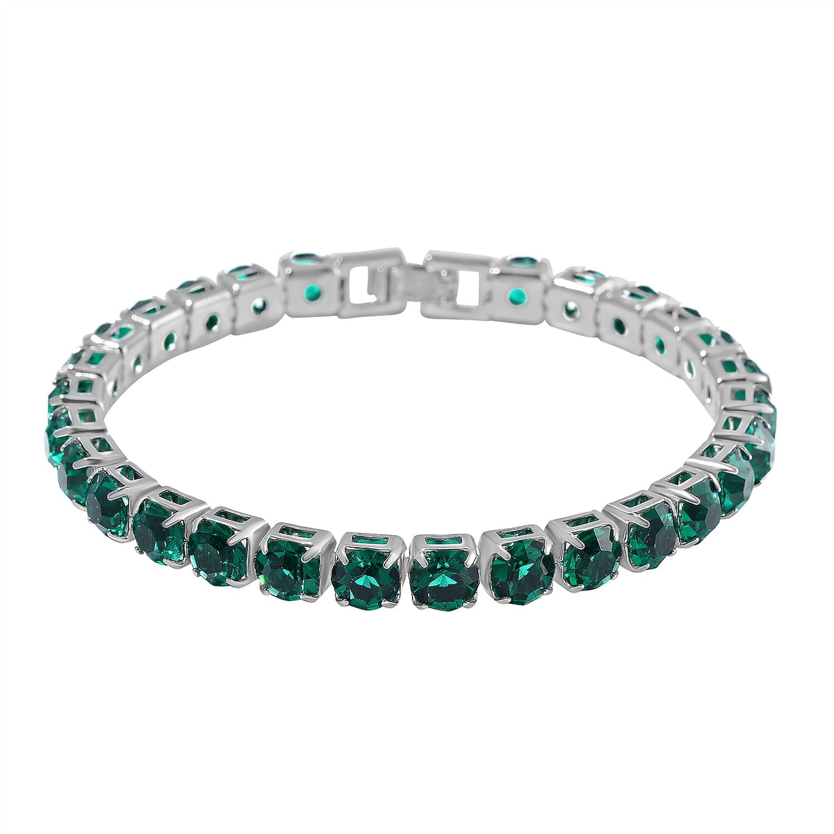 2 Piece Set - Austrian Green Crystal Bracelet (Size 7.5) &amp; Bracelet Buddy 70.00 Ct. V32530990 5