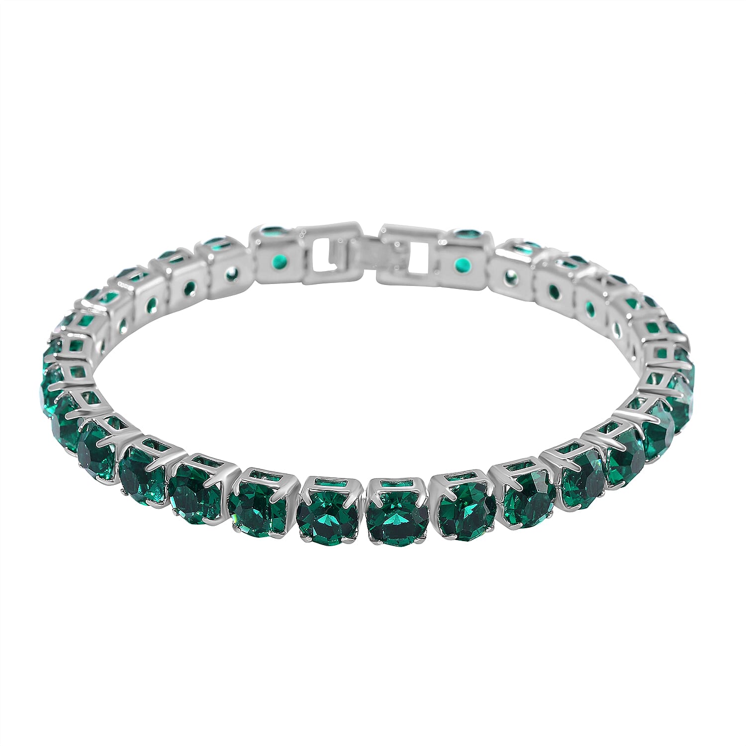 2 Piece Set - Austrian Green Crystal Bracelet (Size 7.5) &amp; Bracelet Buddy 70.00 Ct. V32530990 5