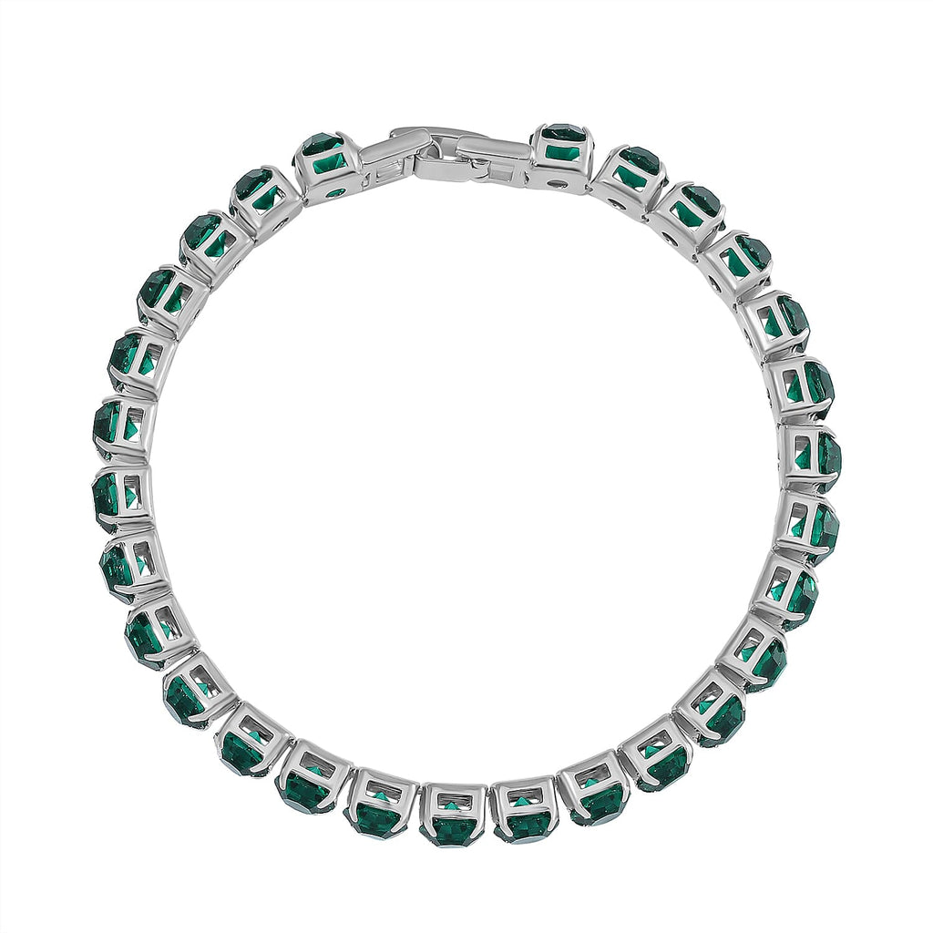 2 Piece Set - Austrian Green Crystal Bracelet (Size 7.5) & Bracelet Buddy 70.00 Ct.