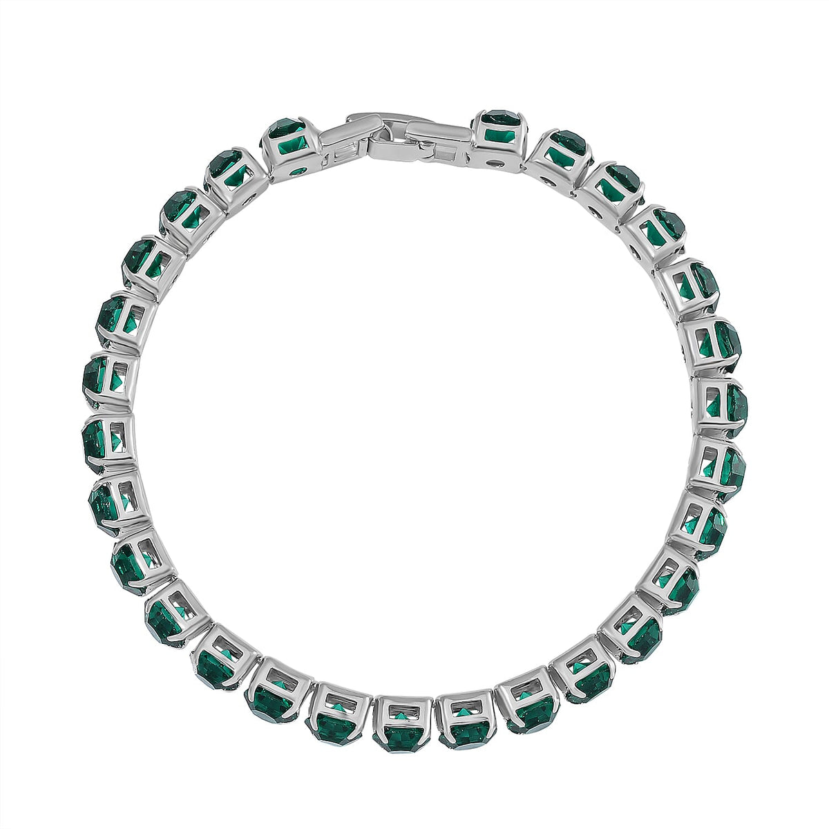 2 Piece Set - Austrian Green Crystal Bracelet (Size 7.5) &amp; Bracelet Buddy 70.00 Ct. V32530990 7