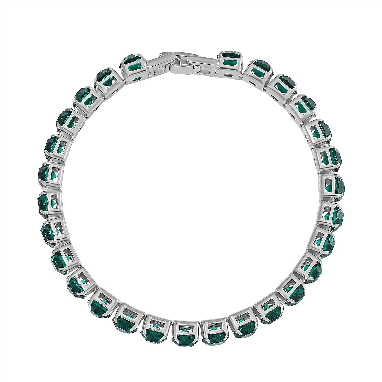 2 Piece Set - Austrian Green Crystal Bracelet (Size 7.5) &amp; Bracelet Buddy 70.00 Ct. V32530990 7