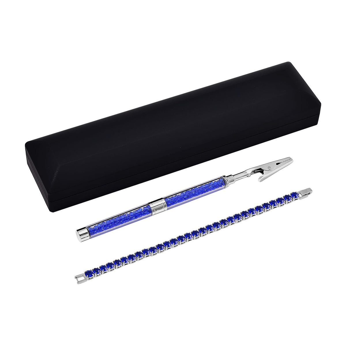 2 Piece Set - Austrian Sapphire Blue Color Crystal Bracelet (Size 7.5) &amp; Bracelet Buddy 70.00 Ct. V32517580 0