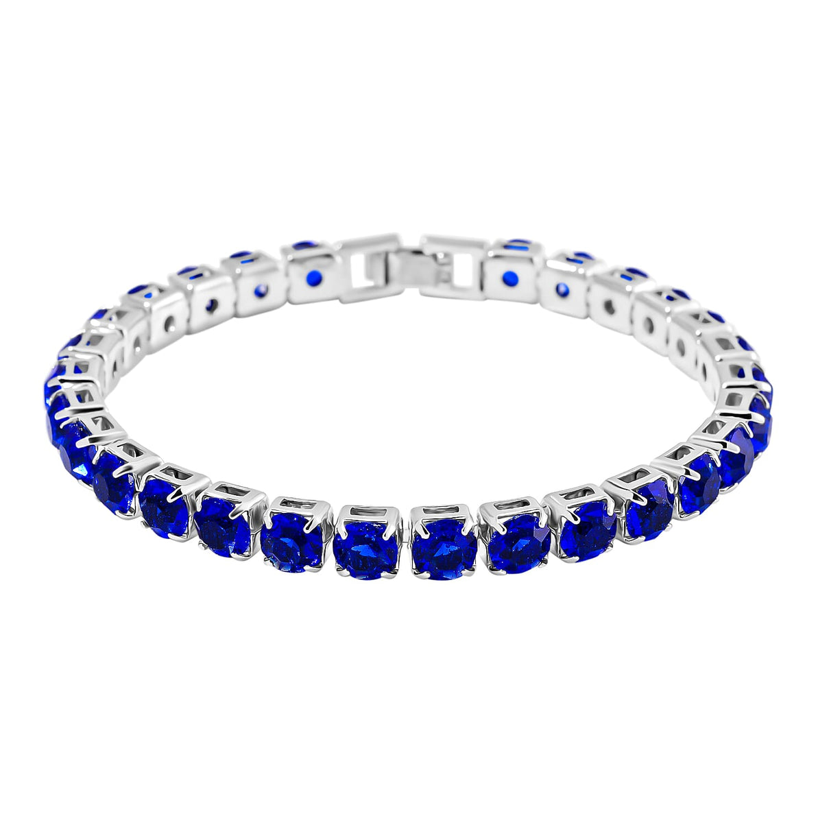 2 Piece Set - Austrian Sapphire Blue Color Crystal Bracelet (Size 7.5) &amp; Bracelet Buddy 70.00 Ct. V32517580 5