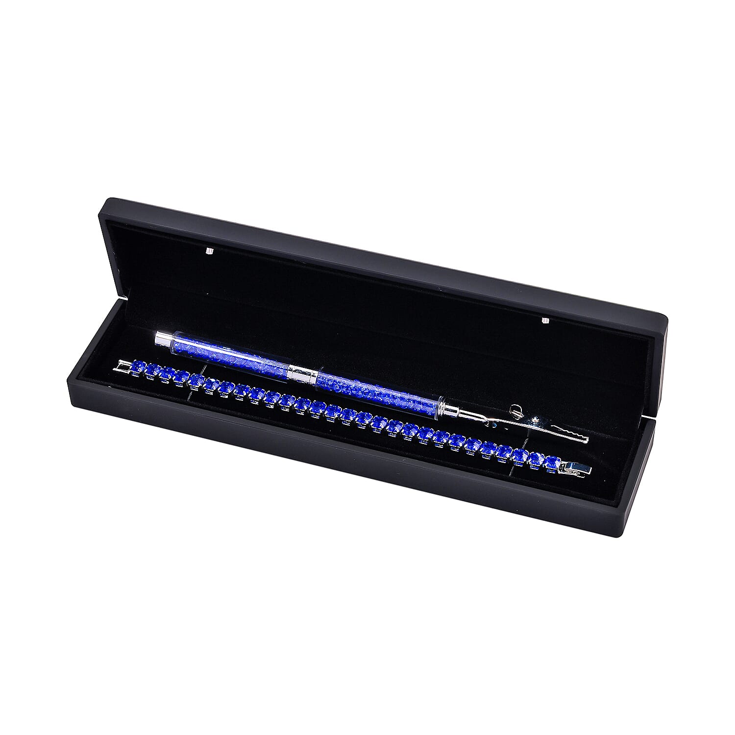 2 Piece Set - Austrian Sapphire Blue Color Crystal Bracelet (Size 7.5) &amp; Bracelet Buddy 70.00 Ct. V32517580 8
