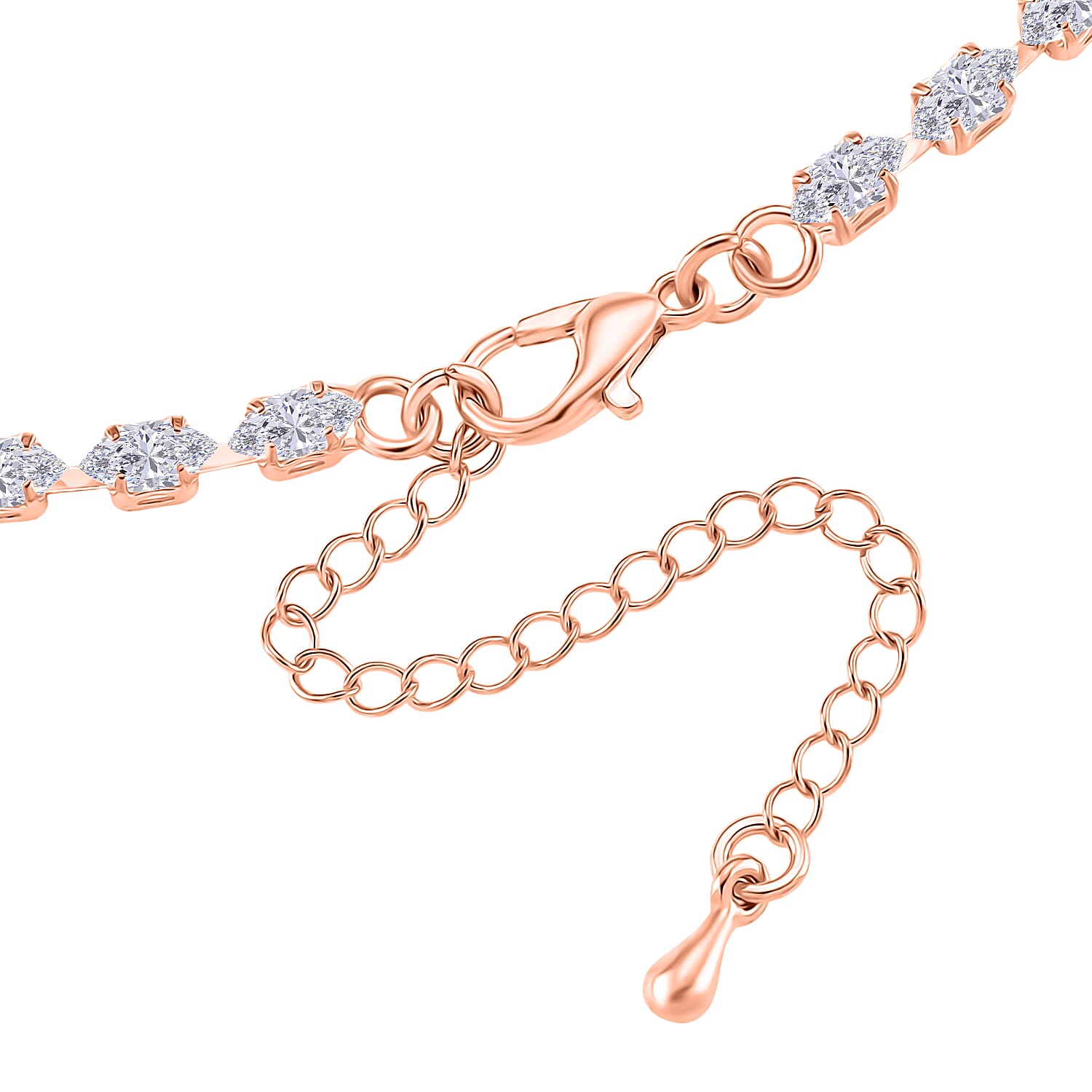 2 Piece Set - Austrian White Crystal &amp; Austrian Pink Crystal Necklace (Size - 18-2 Inch Ext) &amp; Dangling Earring in Rose Gold Plated 4418758 4
