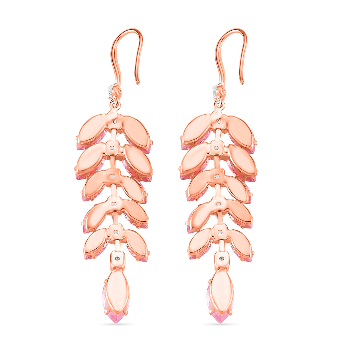 2 Piece Set - Austrian White Crystal &amp; Austrian Pink Crystal Necklace (Size - 18-2 Inch Ext) &amp; Dangling Earring in Rose Gold Plated 4418758 6