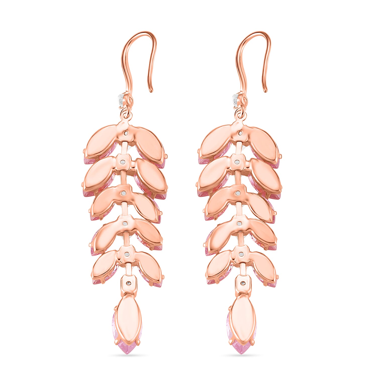 2 Piece Set - Austrian White Crystal &amp; Austrian Pink Crystal Necklace (Size - 18-2 Inch Ext) &amp; Dangling Earring in Rose Gold Plated 4418758 6