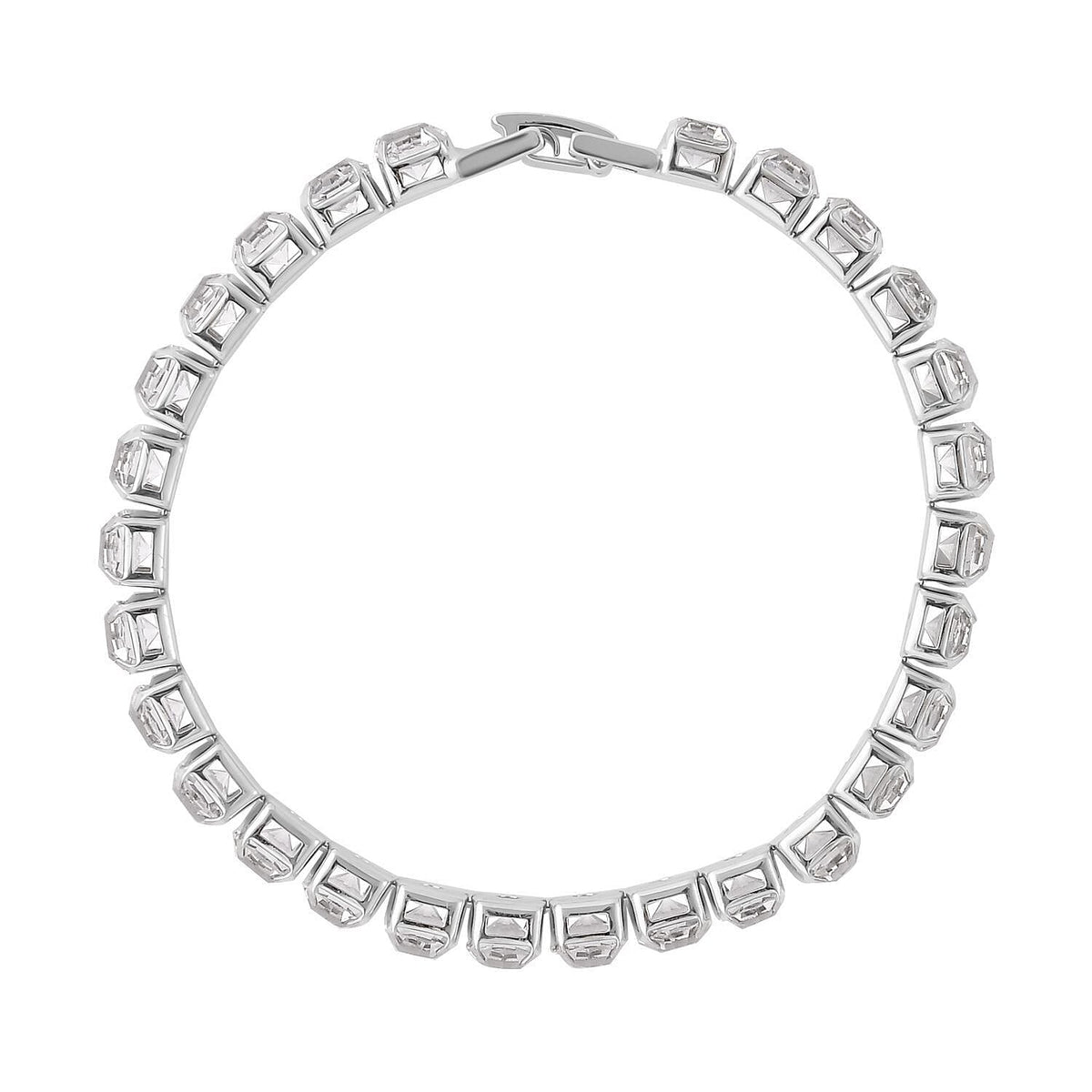 2 Piece Set - Austrian White Crystal Bracelet (Size - 7.5) with Bracelet Buddy in Silver Tone 70.00 Ct. V32699160 3