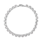 2 Piece Set - Austrian White Crystal Bracelet (Size - 7.5) with Bracelet Buddy in Silver Tone 70.00 Ct.