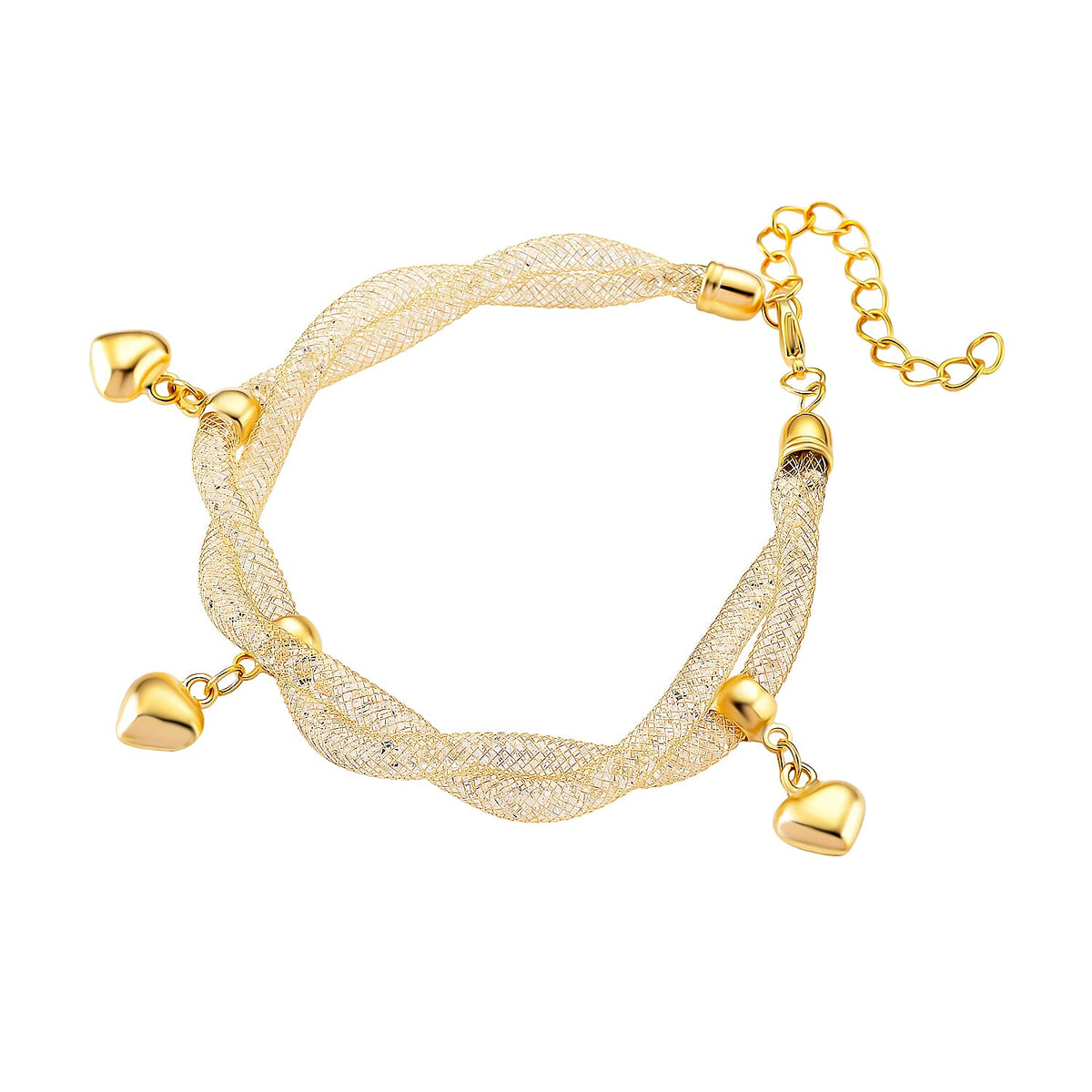 2 Piece Set - Austrian White Crystal Bracelet (Size 8.5 - 2 Ext) &amp; Earring with Push Back in Yellow Gold Plated 4403663 3