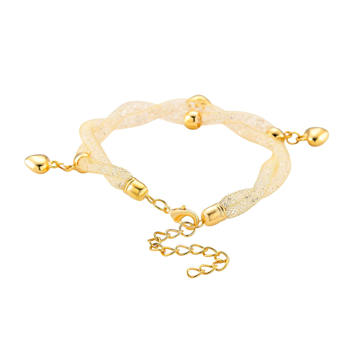 2 Piece Set - Austrian White Crystal Bracelet (Size 8.5 - 2 Ext) &amp; Earring with Push Back in Yellow Gold Plated 4403663 4