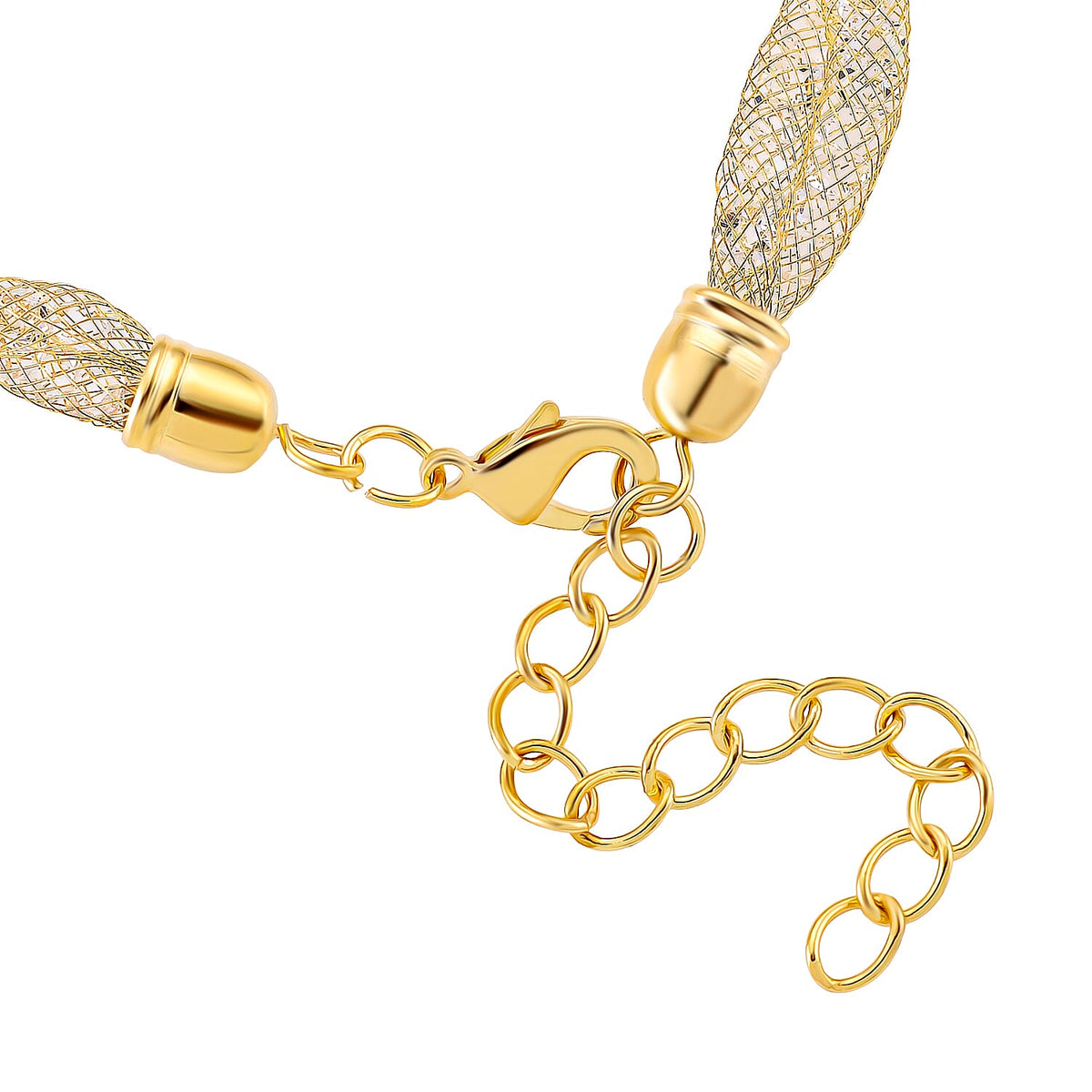 2 Piece Set - Austrian White Crystal Bracelet (Size 8.5 - 2 Ext) &amp; Earring with Push Back in Yellow Gold Plated 4403663 5