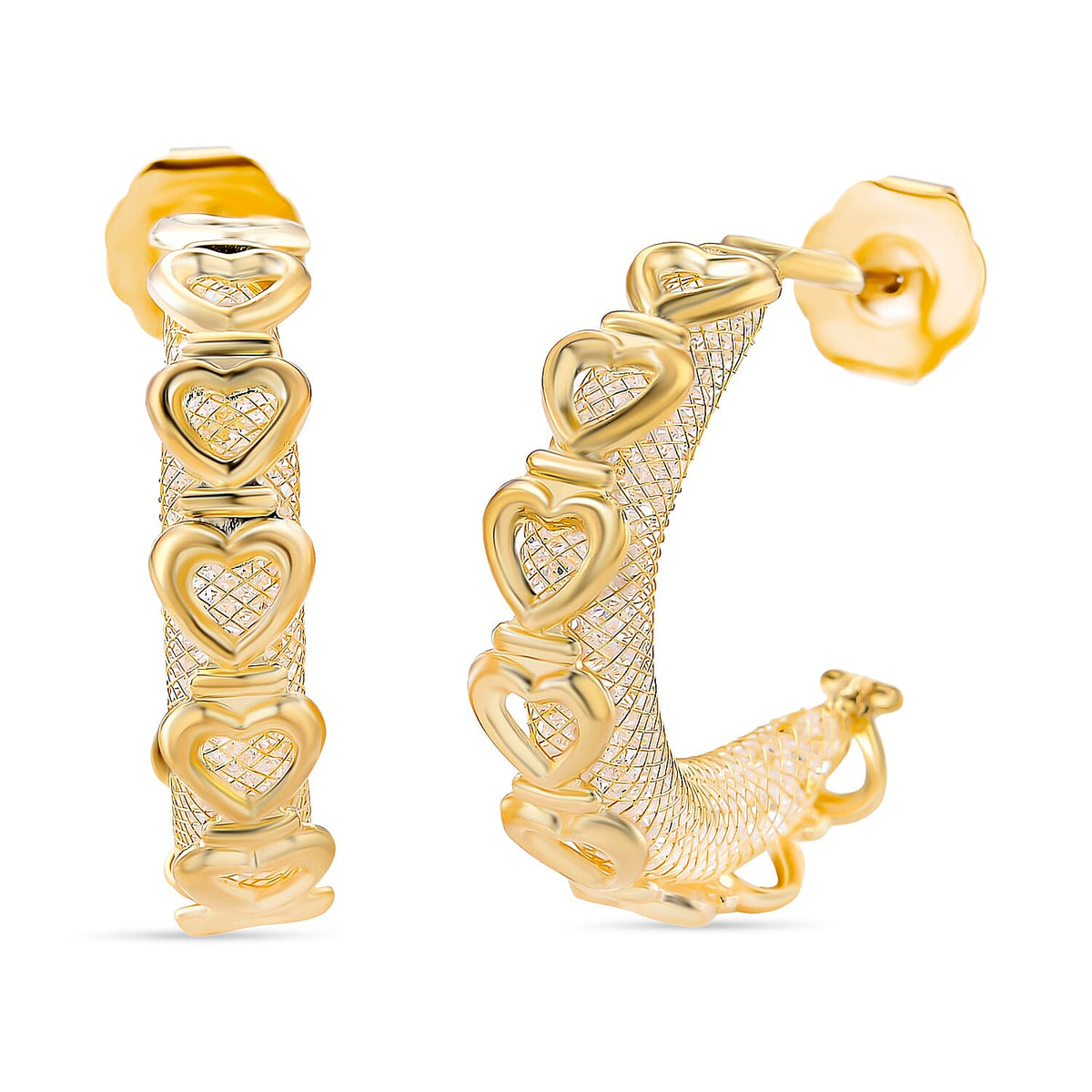 2 Piece Set - Austrian White Crystal Bracelet (Size 8.5 - 2 Ext) &amp; Earring with Push Back in Yellow Gold Plated 4403663 6