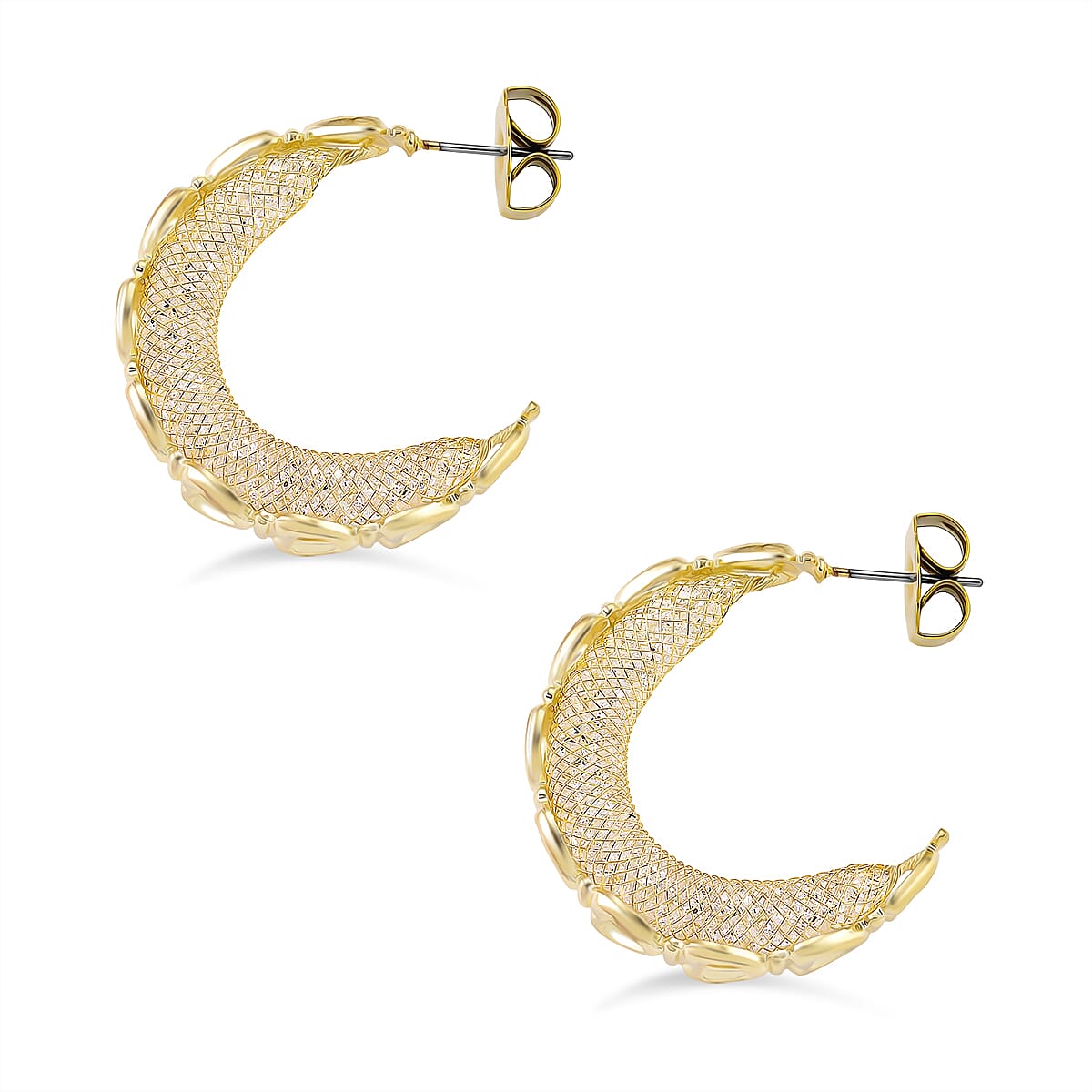 2 Piece Set - Austrian White Crystal Bracelet (Size 8.5 - 2 Ext) &amp; Earring with Push Back in Yellow Gold Plated 4403663 7