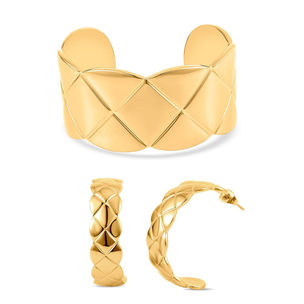 NY Close Out Deal- 2 Piece Designer Inspired Set - Cuff Bangle (Size 7.25) and Earrings