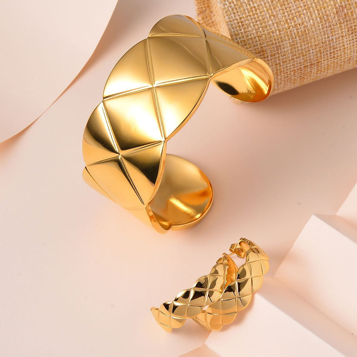 NY Close Out Deal- 2 Piece Designer Inspired Set - Cuff Bangle (Size 7.25) and Earrings 4207363 2