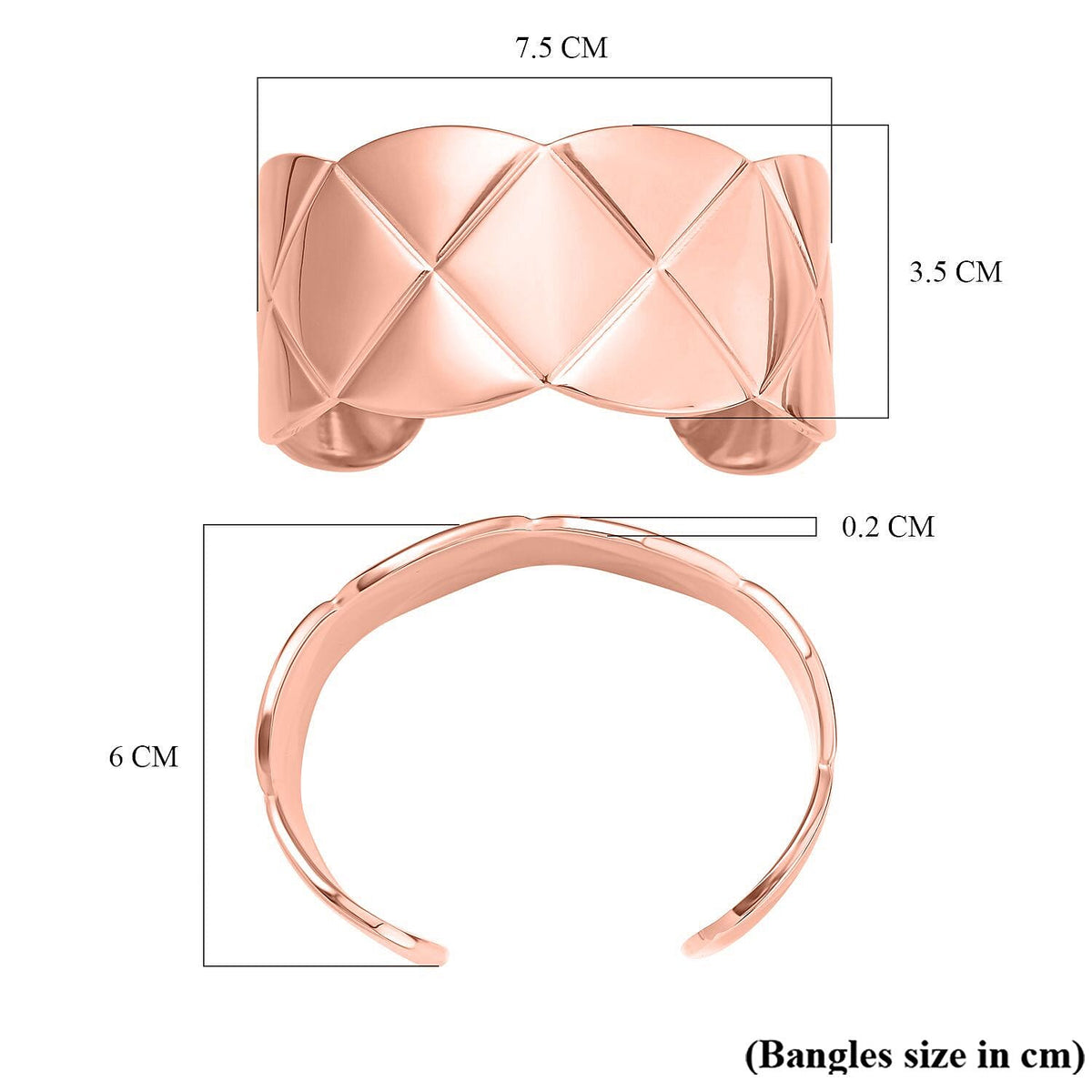 2 Piece Set - Cuff Bangle (Size 7.25) and Earrings in Rose Gold Tone 4207392 5
