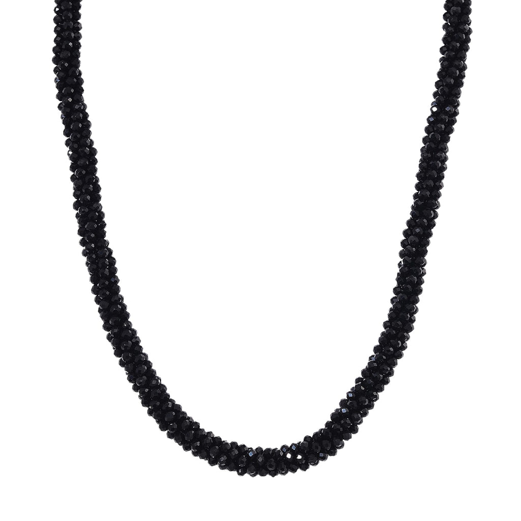 2 Piece Set -  Black  Austrian Crystal Stone Necklace (Size 30) and Bracelet (Size 6.5-7)