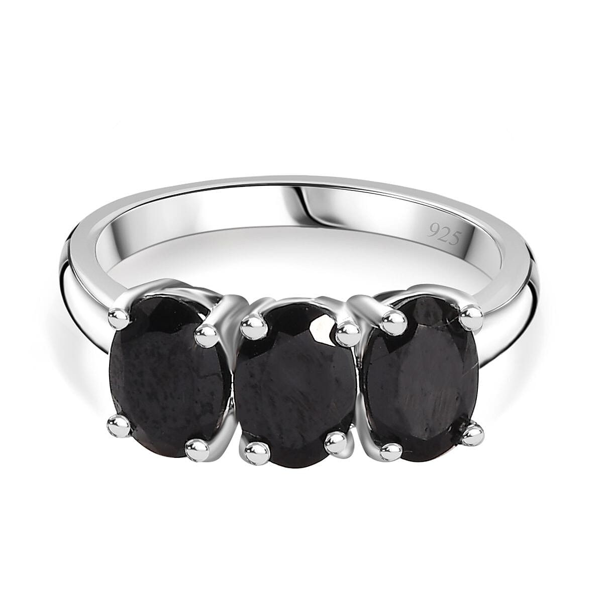 2 Piece Set -  Black Spinel Ring &amp; Pendant with Chain (Size 20) in Rhodium Overlay Sterling Silver  6.30 Ct. Size K 4277943 3