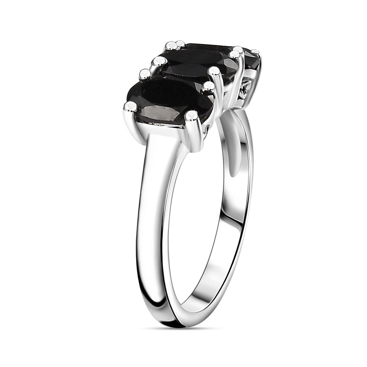 2 Piece Set -  Black Spinel Ring &amp; Pendant with Chain (Size 20) in Rhodium Overlay Sterling Silver  6.30 Ct. Size K 4277943 4
