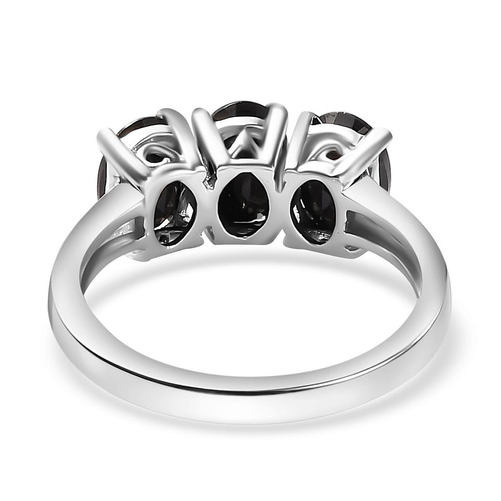 2 Piece Set -  Black Spinel Ring & Pendant with Chain (Size 20) in Rhodium Overlay Sterling Silver  6.30 Ct. Size K