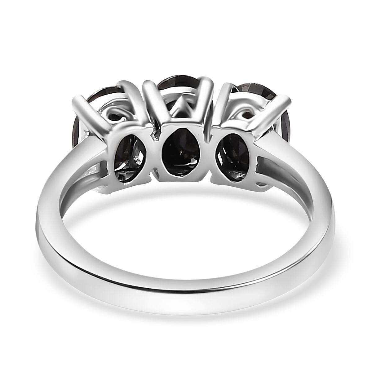 2 Piece Set -  Black Spinel Ring &amp; Pendant with Chain (Size 20) in Rhodium Overlay Sterling Silver  6.30 Ct. Size K 4277943 5