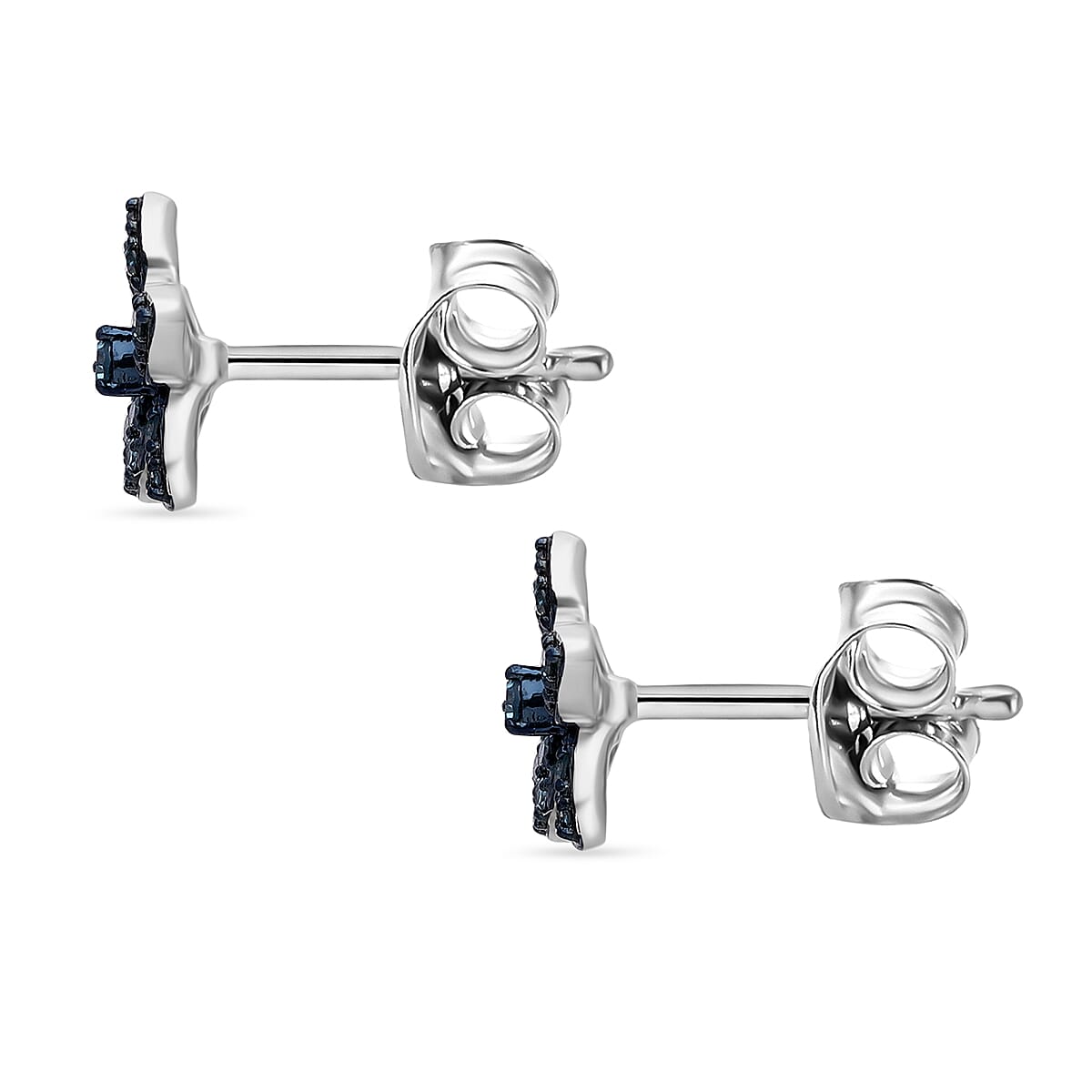 2 Piece Set - D'Joy Blue Diamond Necklace (Size 18-2 Inch Ext) &amp; Push Post Blue Pain Earring in Platinum Overlay Sterling Silver 2.21 Ct, Silver Wt. 14.80 Gms. 4340433 5