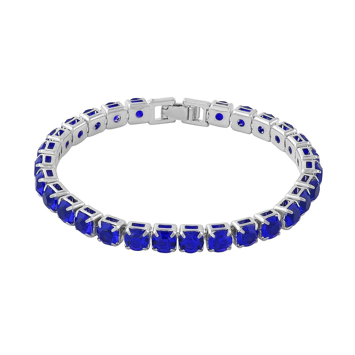 2 Piece Set - Blue Sapphire &amp; Austrian Crystal Bracelet (Size - 7.5) with Bracelet Buddy 4332158 2
