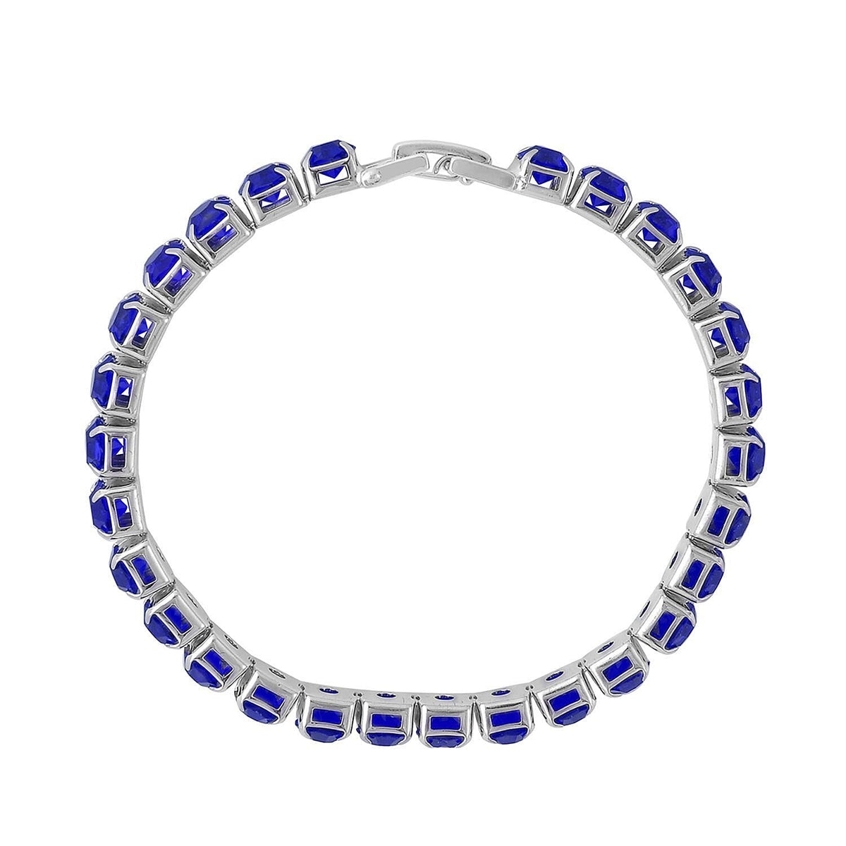 2 Piece Set - Blue Sapphire &amp; Austrian Crystal Bracelet (Size - 7.5) with Bracelet Buddy 4332158 3