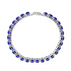 2 Piece Set - Blue Sapphire & Austrian Crystal Bracelet (Size - 7.5) with Bracelet Buddy in Silver Tone 70.00 Ct.